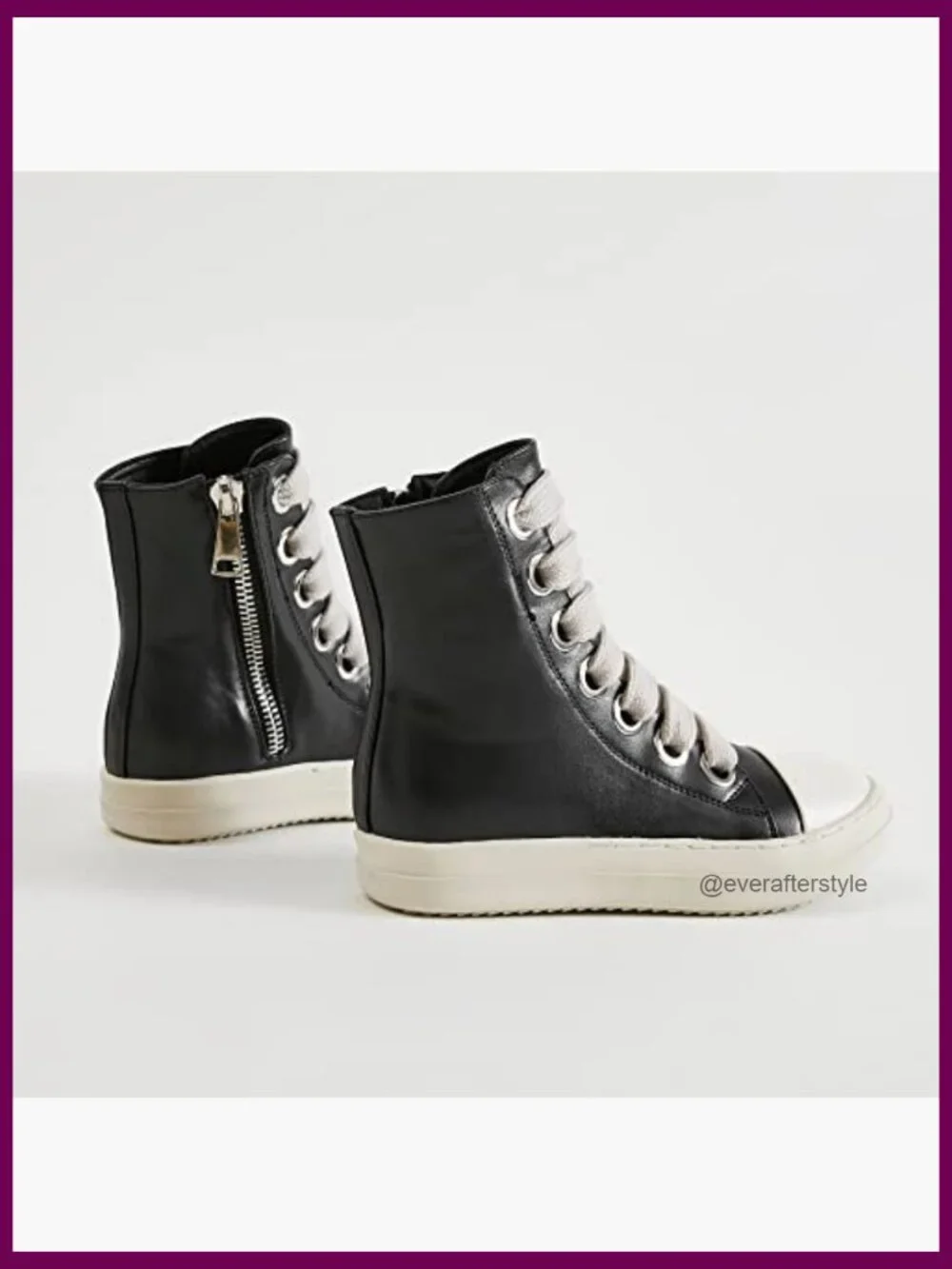 PU Leather High Top Platform Sneakers with Zipper - Comfort Walking Shoes